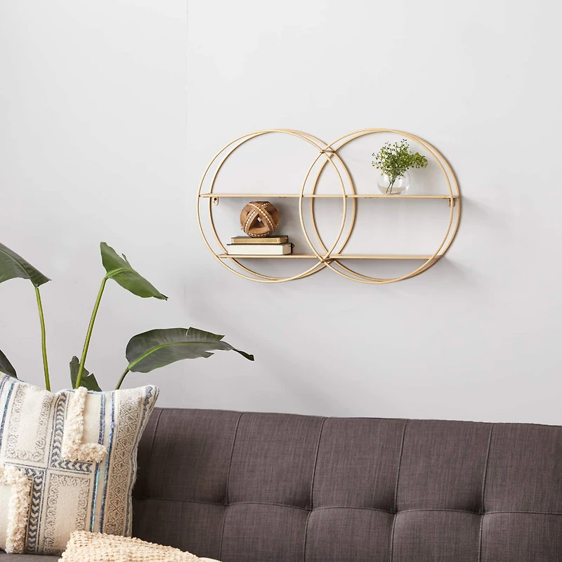 CosmoLiving by Cosmopolitan Gold Metal Contemporary Wall Shelf