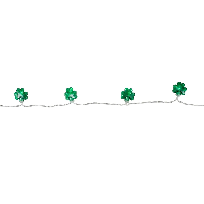 20ct. Green LED Mini St Patrick's Day Shamrock Lights