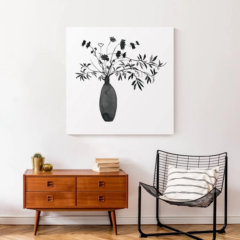 Monochromatic Floral II 30" x 30" Canvas Wall Art