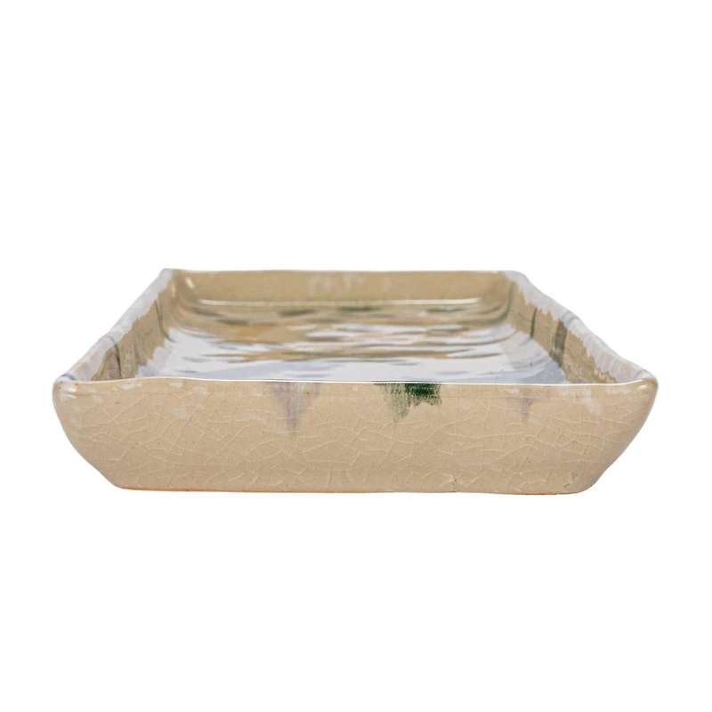 Hello Honey® 15.75" Green & Cream Abstract Design Stoneware Platter