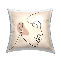 Stupell Industries Minimal Face Line Drawing Abstract Brown Tan Shapes Throw Pillow 18" x 18"