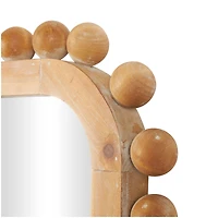 24" x 45" Brown Wood Wall Mirror with Beaded Frame