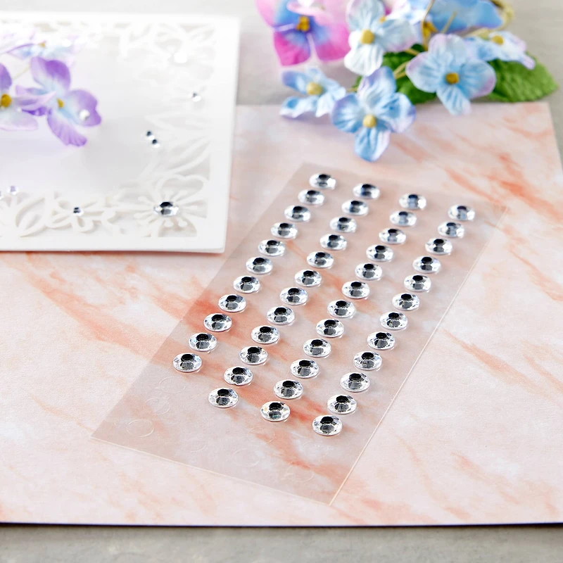 12 Packs: 102 ct. (1224 total) 3mm Clear Adhesive Rhinestones by Recollections™