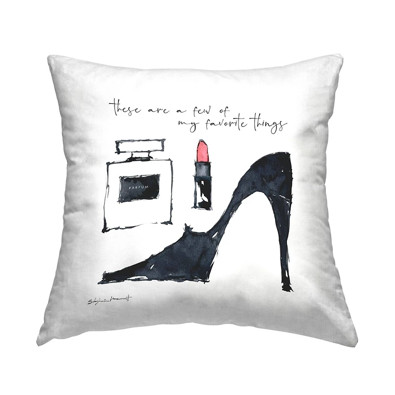 Stupell Industries Favorite Things Glam Fashion Accessories Phrase Throw Pillow, 18" x 18"