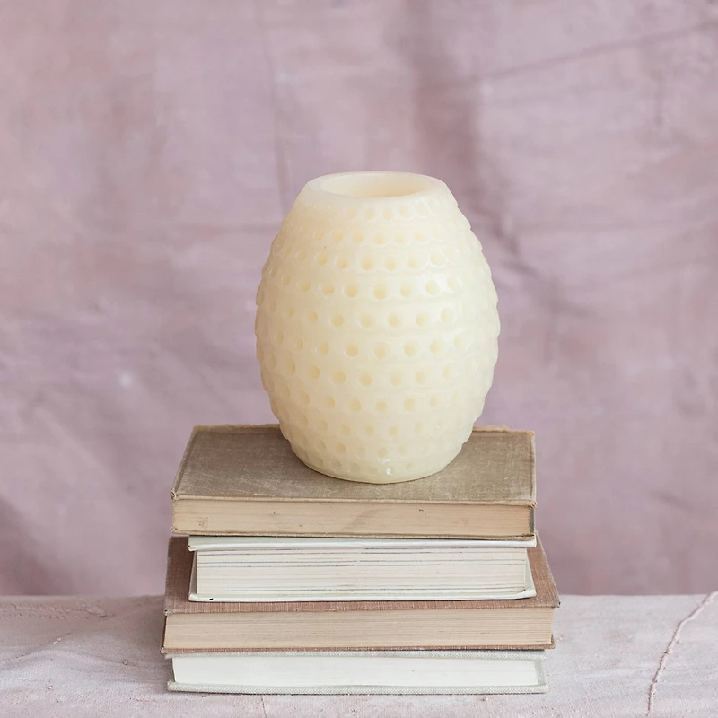 Hello Honey® 5" Ivory LED Debossed Pillar Candle