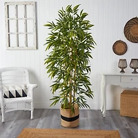 75" Bamboo Artificial Tree in Handmade Natural Cotton Planter