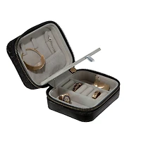 Ruby + Cash Black Sequin Mini Faux Leather Zippered Travel Jewelry Organizer Box