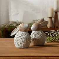 Wicker Bunny Figurines Set