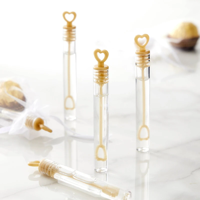 6 Packs: 100 ct. (600 total) Gold & Clear Heart Bubble Wands by Celebrate It™