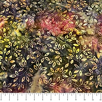 Feldman Premium Indonesian Batik Plum & Olive Leaves Cotton Fabric