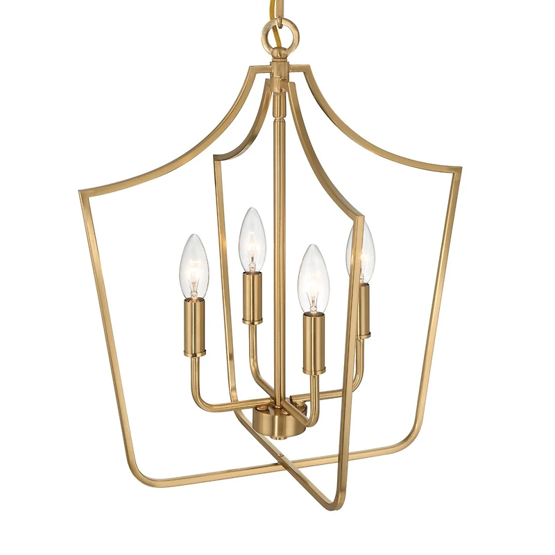 Hello Honey® Constance Brushed Gold Tapered Metal 4-Light Candelabra Chandelier Style Ceiling Light