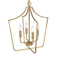 Hello Honey® Constance Brushed Gold Tapered Metal 4-Light Candelabra Chandelier Style Ceiling Light