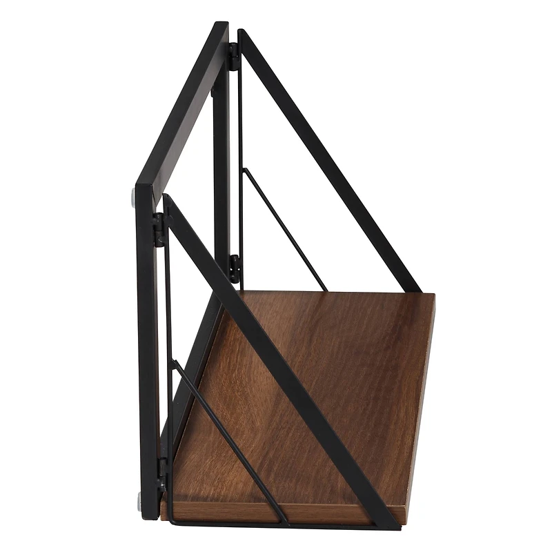 Honey Can Do Small Walnut Mid Century Modern Wall Mounted Shelf