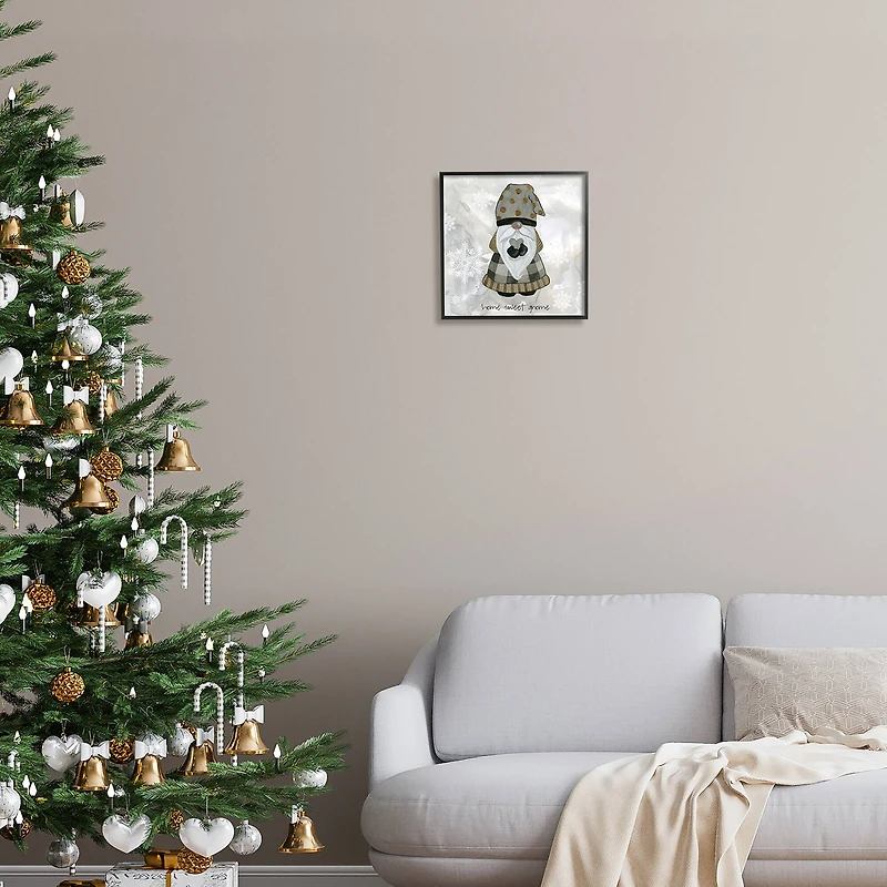 Stupell Industries Home Sweet Gnome Winter Snowflakes Framed Giclee Art