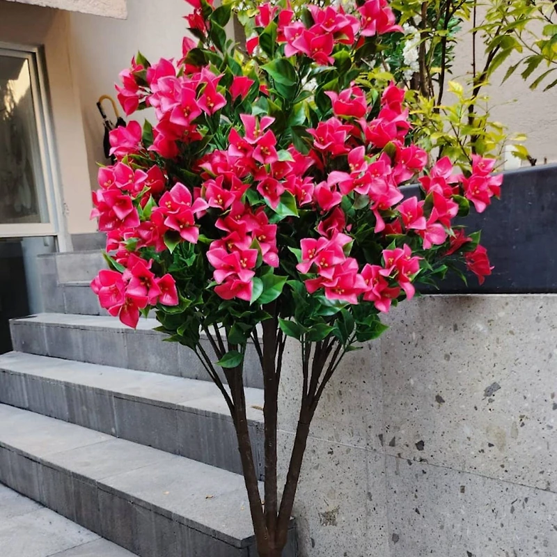 GreenSmart Dekor 4ft. Artificial Bougainvillea Plant in Black Pot 