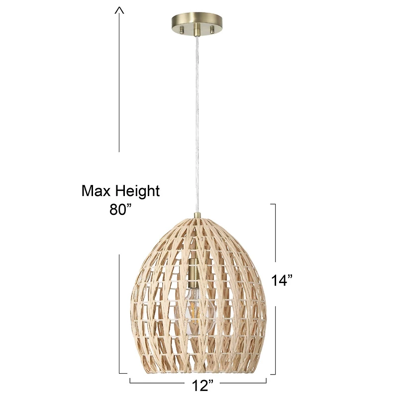 Hello Honey® Persephone Natural Metal & Handwoven Rattan Ceiling Light