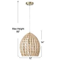 Hello Honey® Persephone Natural Metal & Handwoven Rattan Ceiling Light