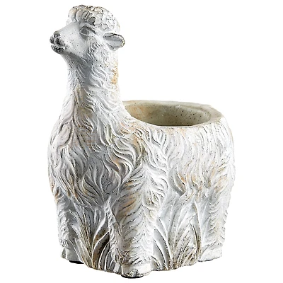 7" Antique White Distressed Llama Planter 