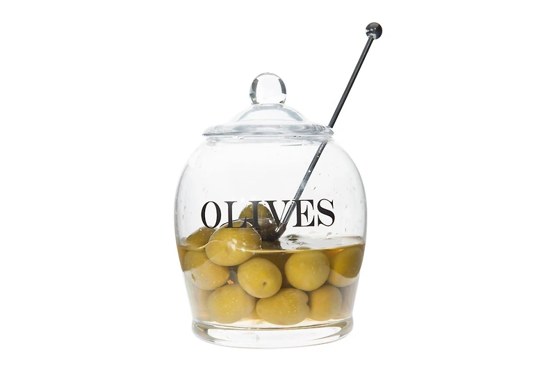 Hello Honey® 5.5" Clear Glass Olive Jar with Lid Set