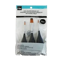 Mixed Media 3 Piece Egg-Shaped Round & Flat Paint Brush Set by Artist's Loft®