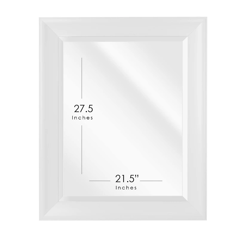 Head West Matte Arctic White 27.5" x 33.5" Framed Beveled Accent Vanity Mirror