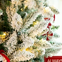 6ft. Pre-Lit Flocked Fir Artificial Christmas Tree, Warm White LED Lights