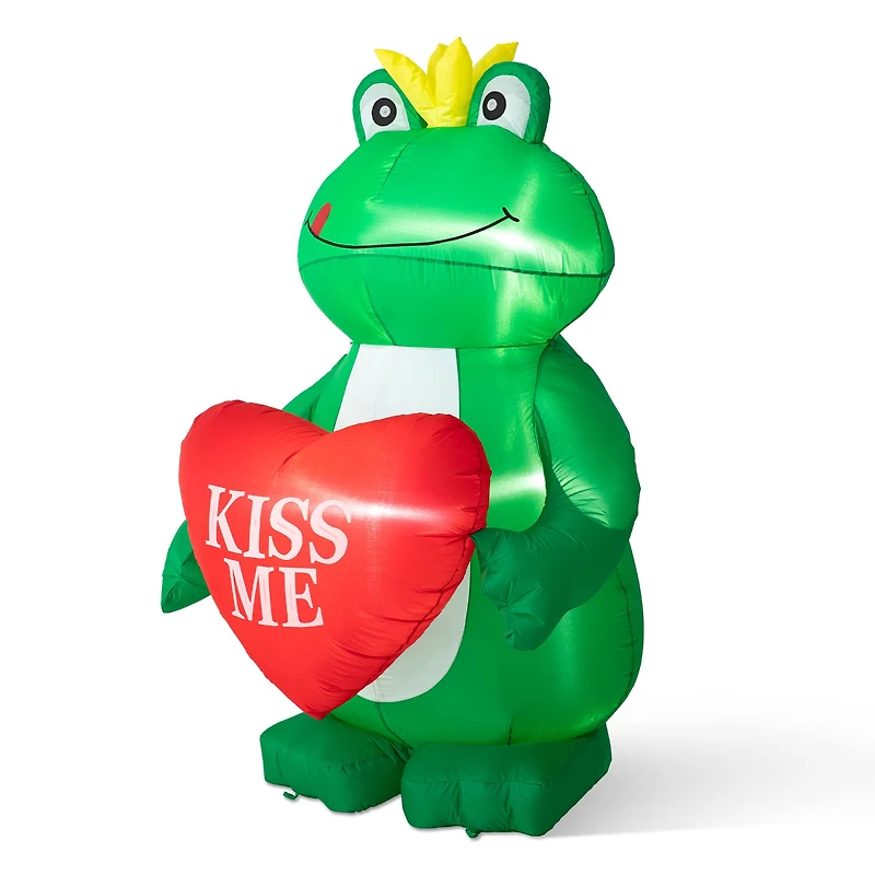 Glitzhome® 6ft Lighted Valentine's Inflatable Frog with Heart Decor