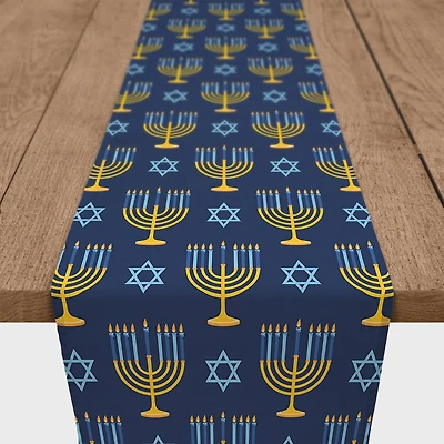 Menorah Print 16x72 Cotton Twill Runner