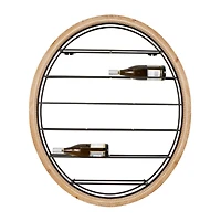 Black Metal  Oval 13 Bottle Wall Wine Rack with Beaded Frame