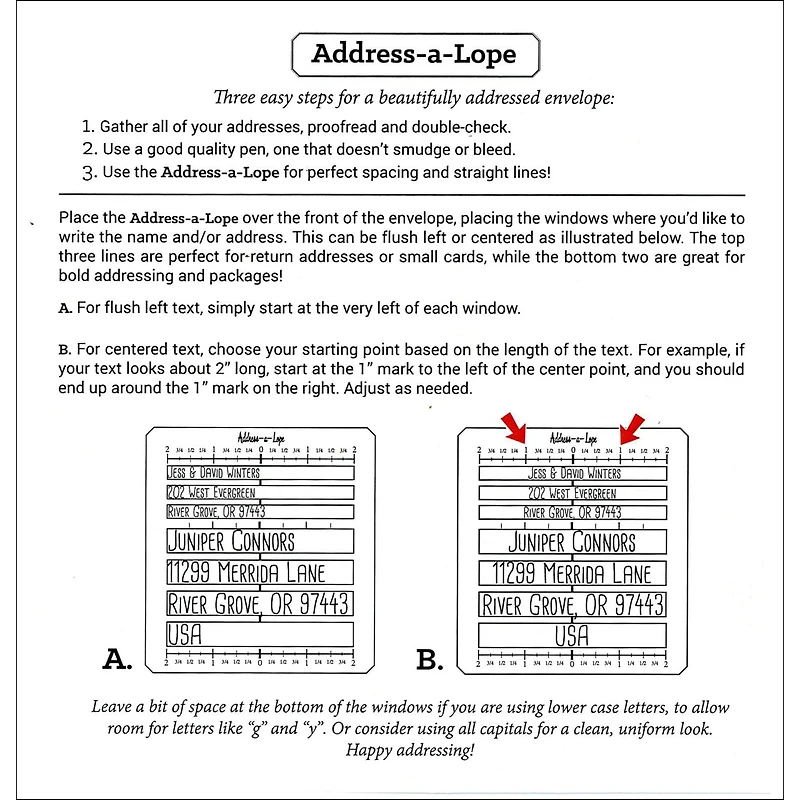 PA Paper™ Accents Address-a-Lope Plastic 2-in-1 Addressing Template