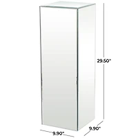 Silver Wood Mirrored Pedestal Table 10" x 10" x 30"