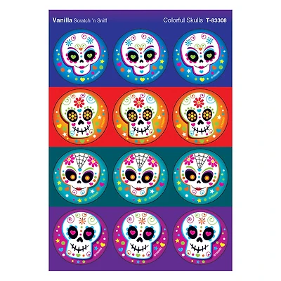 Trend Enterprises® Colorful Skulls Stinky Stickers®, 6 Packs of 48