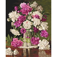 Luca-s Red And White Peonies Counted Cross Stitch Kit