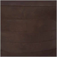 21" Leather Pouf with Linear Panels