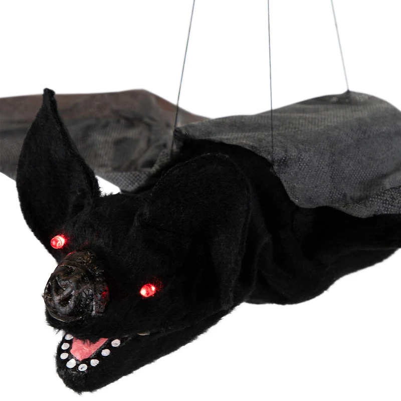 LED Lighted and Animated Halloween Bat with Moving Wings - 48"