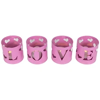 Pink Valentine's Day Love Metal Votive Candle Holders Set