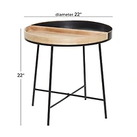 22" Black Metal Contemporary Accent Table