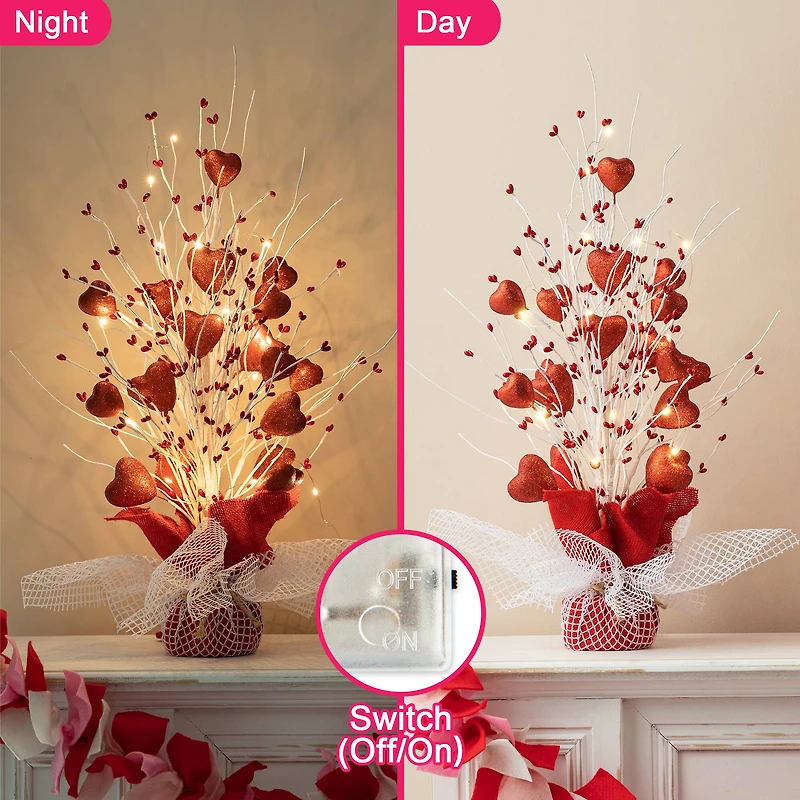 Glitzhome® 21" Lighted Valentine's Heart Table Tree