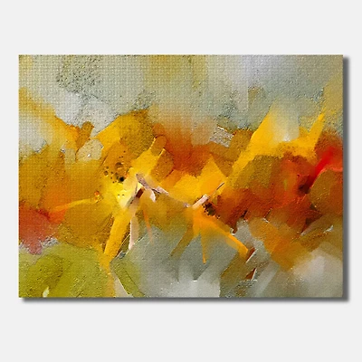 Designart - Hand Drawn Oil Brush Strokes In Yellow And Orange
