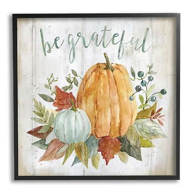 Stupell Industries Be Grateful Autumnal Botanicals Framed Giclee Art
