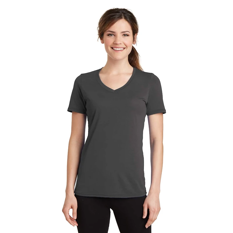 Port & Company® Neutrals Ladies Performance Blend V-Neck T-Shirt