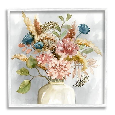 Stupell Industries Wildflower Watercolor Bouquet Country Vase Floral Painting Framed Wall Art