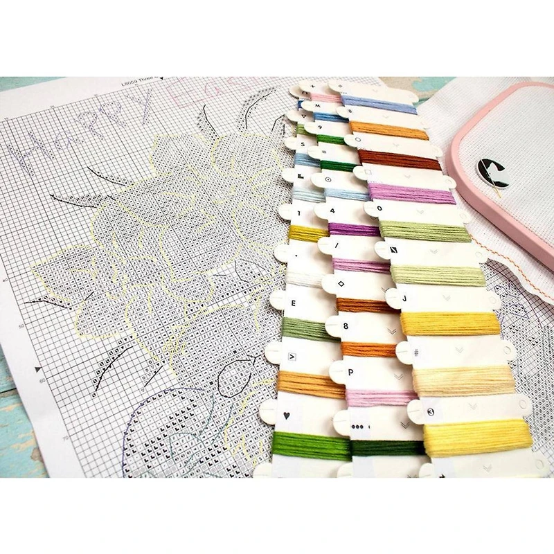 LetiStitch Three Chicks with Daffodils & Egg Counted Cross Stitch Kit