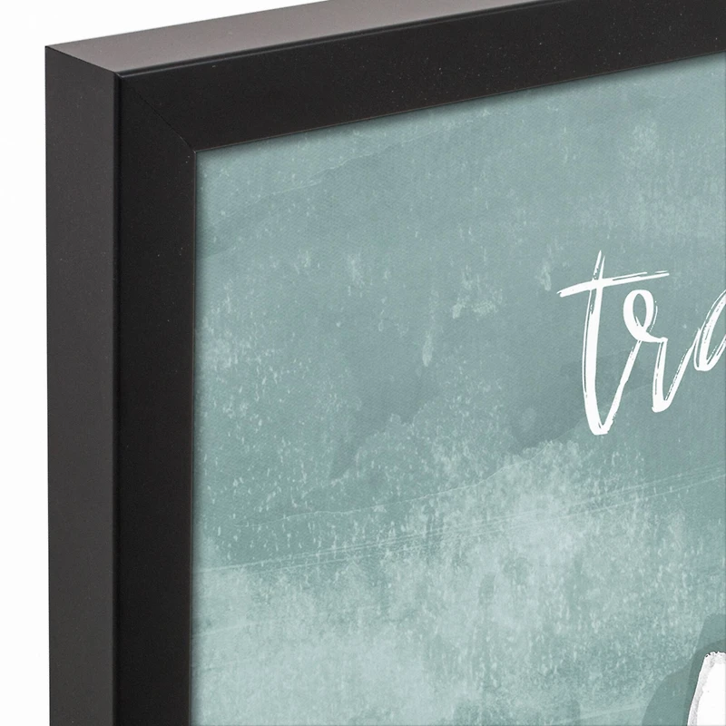 Teal & White Tranquility Flower Black Framed Canvas