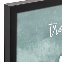 Teal & White Tranquility Flower Black Framed Canvas