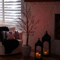 5ft. Pre-Lit Halloween Minimalist Twig Artificial Fall Tree with 240 Orange & Purple LED Lights