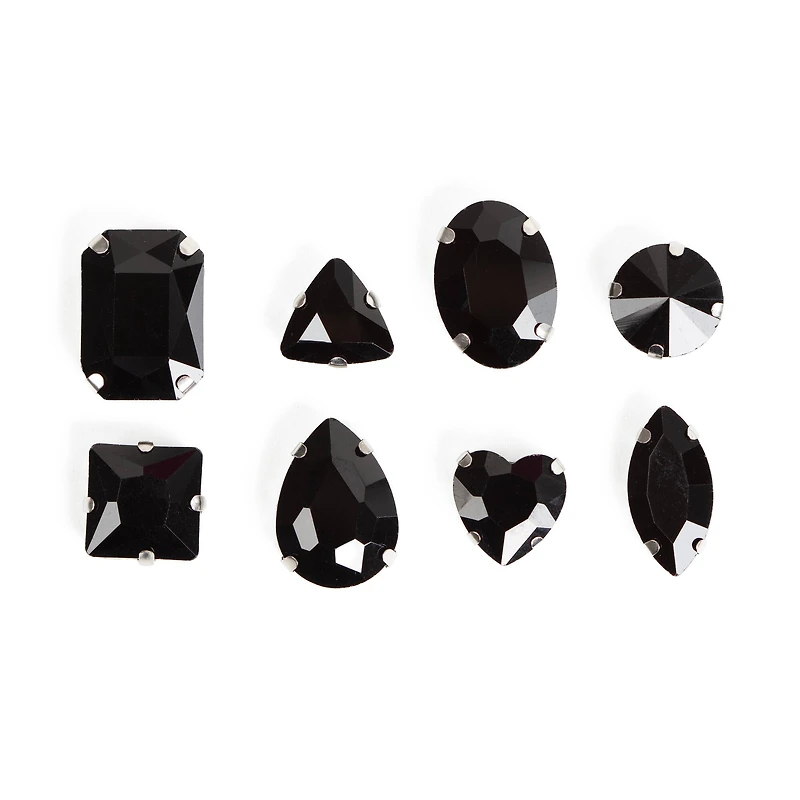 CousinDIY Silver Jet Glass Sew-On Rhinestones, 56ct.