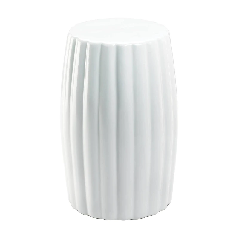 18.25" Glossy White Ceramic Stool