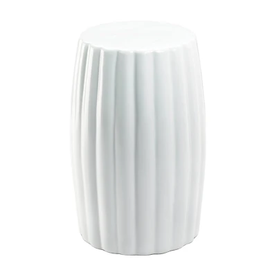 18.25" Glossy White Ceramic Stool