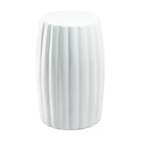 18.25" Glossy White Ceramic Stool